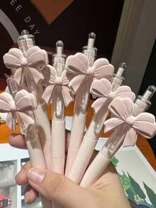 Zazumi 10pcs Elegant Pink Bow Pen - Pastel Pink & Tip Refillable Ballpoint Pens, Durable Plastic Party Favors For Weddings, Birthday, Christmas, Valentine'S Day, New Year - Ideal Gift For Women, Princess Theme - pink - View 1