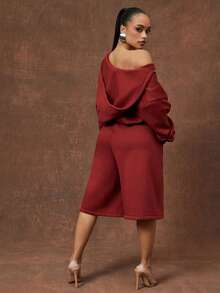 Vixey Áo nỉ dày dặn, quần jockstrap vừa vặn thoải mái - Màu Đỏ Sâu - Xem 4