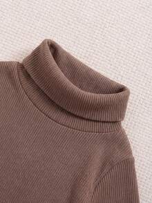 SHEIN 3件套女婴休闲弹力舒适高领打底衫套装 - 彩色 - 查看 4