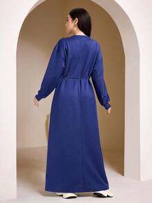 Veilorie Women's Casual Loose Fit Drawstring Shoulder Long Sleeve Sweatshirt - Blue - View 6