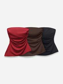 Comfortcana Bộ 3 áo liền quần xếp ly đơn giản màu trơn cho nữ - Nhiều màu - Xem 7