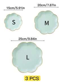 SHEIN 1pc Flower Shaped Gold Rimmed Tray, Multi-Purpose - Mint Green - View 11