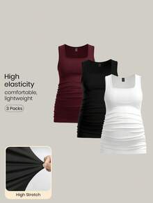 Modmama 3pcs Maternity Women's Solid Color Slimming Tank Tops, Casual & Simple, Perfect For Summer - Multicolor - View 6