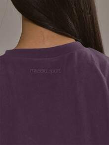 Musera Sport Oversized Soft Touch Fleece T-Shirt Padel Autumn Fall Winter Activewear Sport Gym Workout - Purple - View 3