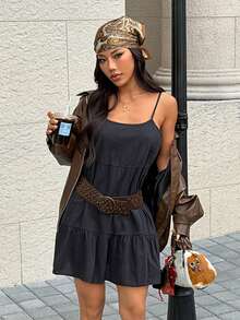 SHEIN EZwear Black Casual Backless Cami Dress,Summer Dresses For Women