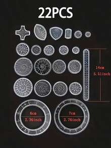 22 件绘图尺套装，释放您的创造潜力 - 透明魔法螺旋绘图模板 - 非常适合绘画和花卉尺子、返校绘画用品、儿童最佳返校礼物、万圣节和圣诞节礼物。 - 彩色 - 查看 10