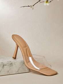 SHUZIA 女士方头透明单带高跟凉鞋 - 無色 - 查看 2