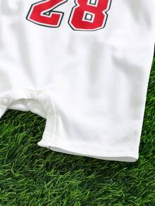 SHEIN 3件套新生儿男宝宝夏季休闲可爱字母印花撞色无袖连体衣短裤运动套装 - 彩色 - 查看 7