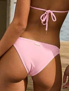 Aralina Bộ bikini hai mảnh họa tiết hoa hồng họa tiết phương Tây đi biển mùa hè tại khu nghỉ dưỡng kèm túi đựng đồ bơi - Màu Hồng baby - Xem 4