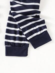 4pcs Dozy Joy Baby Boy Casual Outfit Set, Long Sleeve Tee, Short Sleeve Tee, Pants, Striped, Star, Moon, Cartoon Pattern, Loose Fit, Soft Fabric, Summer