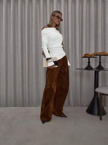 MUSERA Top con cuello asimétrico, bajo asimétrico, drapeado lateral, estilo urbano, lindo, elegante, casual, sexy, para salir, color toffee, para San Valentín, primavera, verano - Blanco - Ver 7