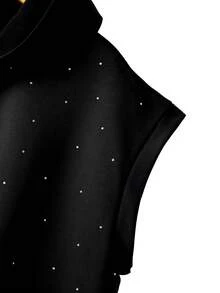 GlowEve CURVE Bộ đồ thể thao cỡ lớn dành cho nữ Regalyn gồm áo không tay có mũ đính đá và quần ống rộng cạp cao có dây rút, kiểu dáng suông, gồm 2 món, thích hợp cho mùa thu. - màu đen - Xem 6