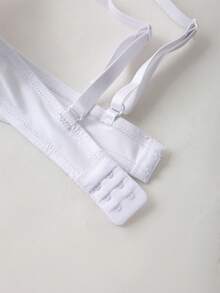 DesireSculpt 1pc Women's Solid Color Lace Patchwork Bra - White - View 4