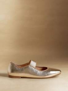 Rosivie 女士时尚休闲通勤金属色平底鞋