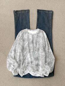 SHEIN 女士数码印花落肩圆领运动衫 - 彩色 - 查看 4