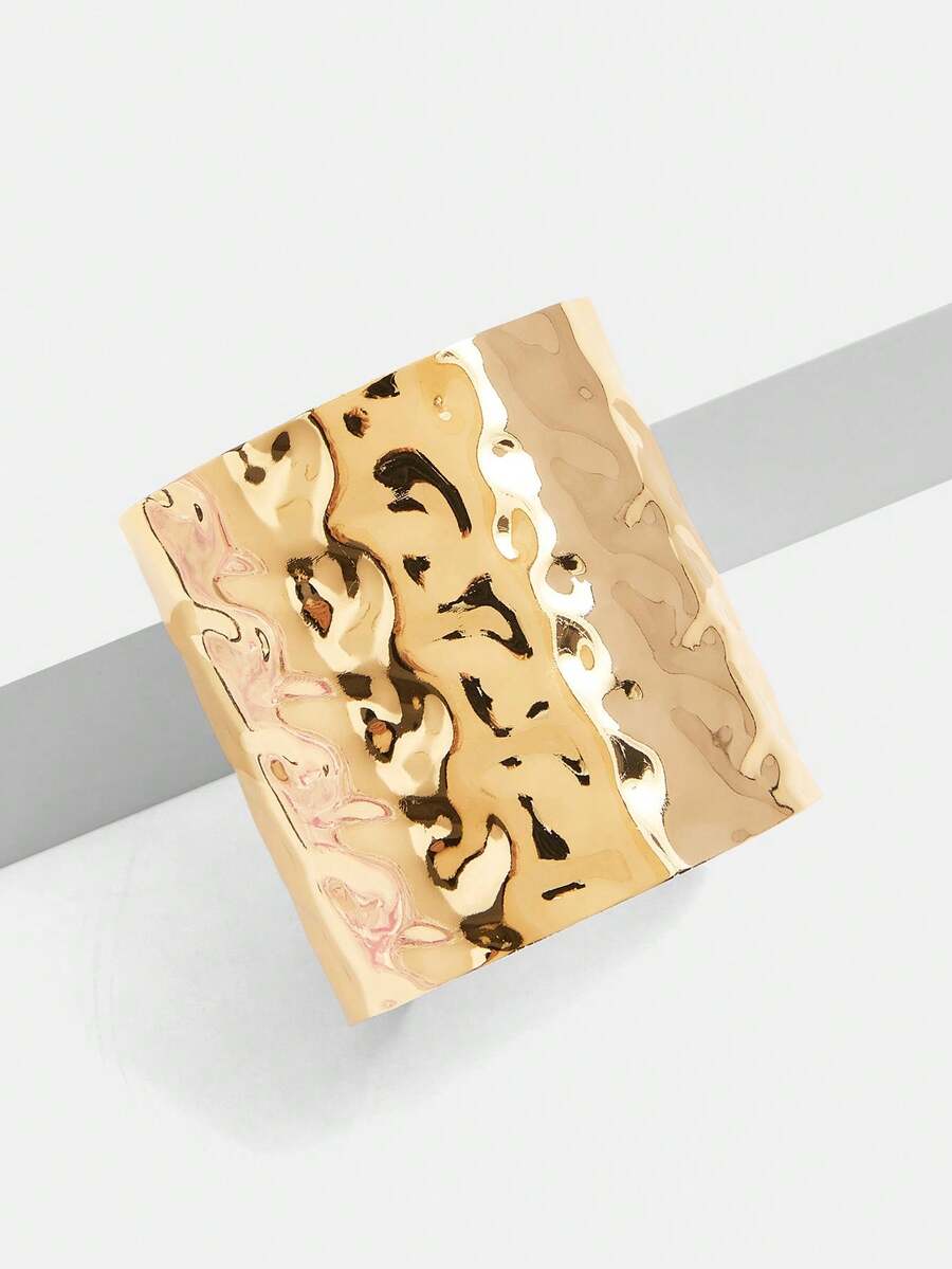 SHEIN BAE 1條時尚凹凸紋理簡約歐美風全配款手鐲 - 金色 - 查看 1