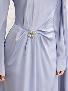 Graceveil Designed Batwing Sleeve Pleated Long Dress For Women - Grey - View 5