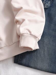 女士休闲豹纹抓绒加厚保暖卫衣，星形豹纹街头时尚，秋冬款 - 杏色 - 查看 5