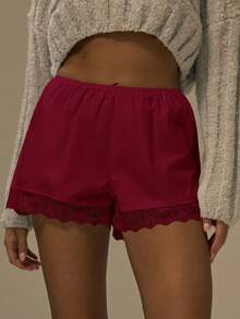 MUSERA Quần short mini bằng vải cotton poplin viền ren, kiểu dáng dễ thương, thích hợp cho mùa thu, phong cách đường phố, lễ hội, trang trại, đồng quê, cổ điển, mùa thu, mùa xuân, lễ Phục sinh, mùa hè, kỳ nghỉ, lễ hội. - Ngọn lửa đỏ tươi - Xem 6
