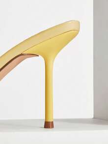SHUZIA Zapato de tacón alto de punta fina y tacón de aguja de color amarillo glamoroso para mujer, para fiestas, baile y vacaciones en primavera y verano - Amarillo - Ver 7
