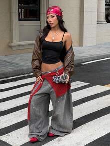 SHEIN EZwear 休闲纯色短款吊带背心，修身女士背心，适合夏季穿着