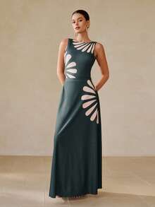 Swim Oasis Bộ áo tắm liền thân và váy che ngoài dành cho nữ, thích hợp cho kỳ nghỉ biển. - Màu xanh lá cây đậm - Xem 5