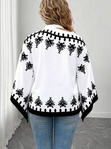 Elenzga Camisa feminina plus size com estampa aleatória e simples para o dia a dia, top de um ombro só - Preto - Ver 2