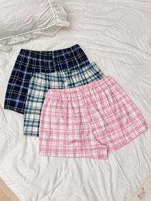 Dream Adore 3件套加大码休闲格子印花睡裤套装 - 彩色 - 查看 2