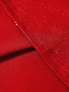 Claim Dot 男士休闲宽松圆领短袖T恤，饰有金属五角星印花 - 紅色 - 查看 6