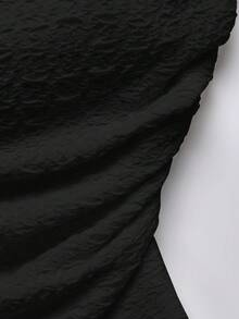 Comfortcana 實心捲邊側牙籤上衣 - 黑色 - 查看 3