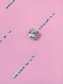 Resyla Shiny Beaded + Rhinestone Embellished Women's Regular Short Sleeve Crew Neck T-Shirt - Pink - View 5