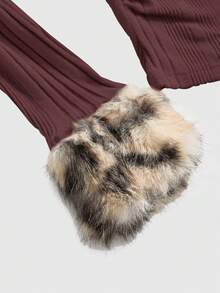 ROMWE J-Fashion Y2K Harajuku Chic Leopard Print Frayed Zip-Up Fitted Crop Top For Women - Brown - View 4