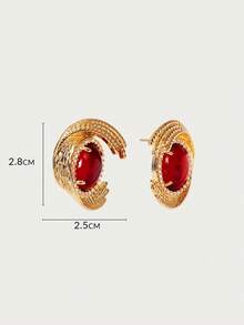 Glisma Women Stud Earrings,Old Money,Outfits,Classy,Metallic/Texture,Elegant,Fall/Autumn/Winter,Premium,For Mom/Women/Girl/Mother,Vintage,Gold,Gemstone,Valentine's Day,Gift - Yellow Gold - View 6