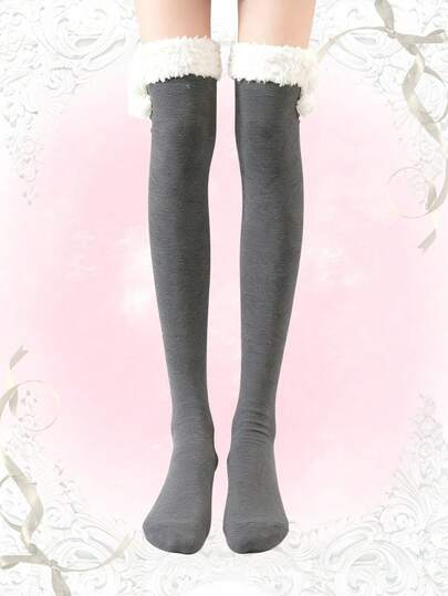 Fairycore 1 Pair Pure Minimalist Style Over-The-Knee Socks, Sexy White Solid Color School Uniform High Socks, Ultra Thin Elastic See-Through Stockings