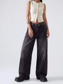 LYSMO Casual Plain Texture Front Button Camisole - Apricot - View 5