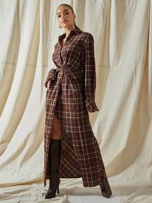 Vixey Váy Maxi Tay Dài Cổ Lông Cừu Nâu - Nhiều màu - Xem 3