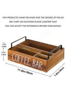 1pc Coffee Bar Accessories Organizer,Countertop, Tea & Coffee Storage,Kitchen Organiser Wooden Coffee Bar Accessories For Countertop Room Decor| Farmhouse Style Storage Kit For A Perfectly Organized Coffee Bar | Accessories Organizer For Cups, Coffee Pods, Sugar, Etc - Brown - View 6