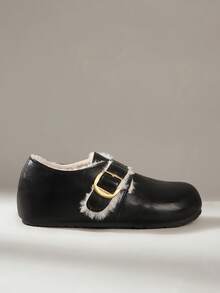 Solecia 女士休闲百搭通勤保暖平底鞋，秋冬季圣诞节 - 黑色 - 查看 1