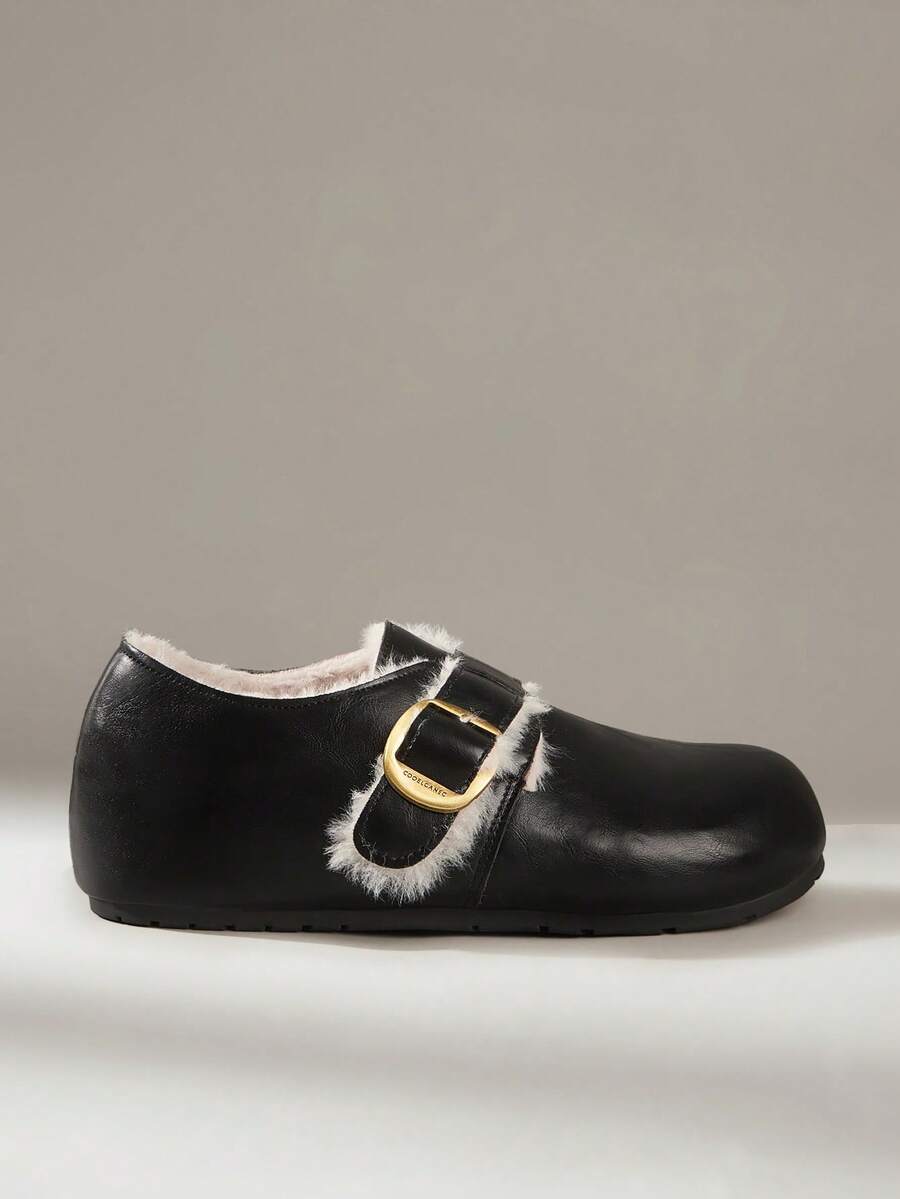 Solecia 女士休闲百搭通勤保暖平底鞋，秋冬季圣诞节 - 黑色 - 查看 1