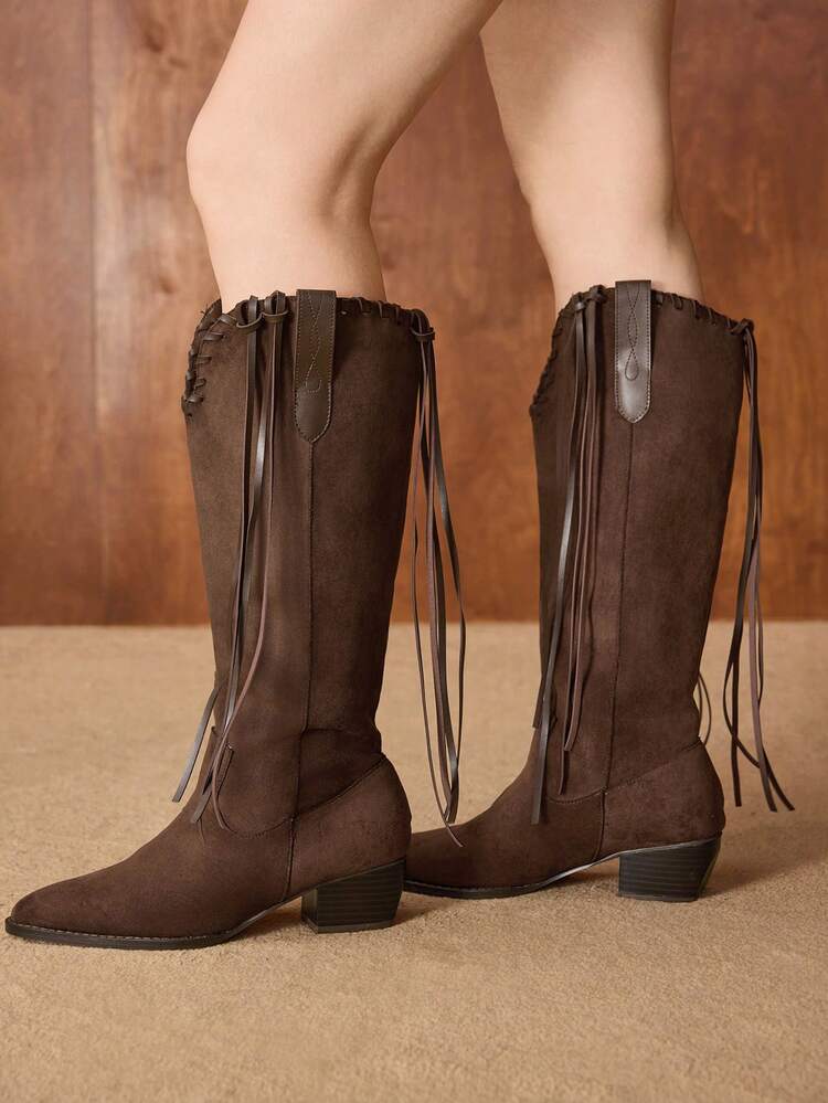 SUEDETTE FRINGE DETAIL BOOTS FOR CHRISTMAS