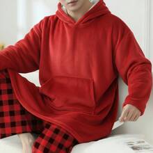 Maxisudadera Unisex de Tela Flanel Extra Suave, Estilo Oversize y Cómodo - Rojo - Ver 2