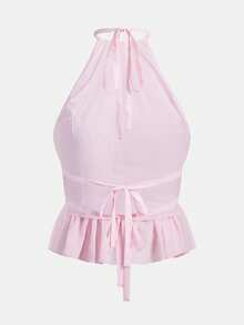 Comfortcana Two-Piece Set Women's Casual Solid Color Backless Halter Top, Summer,Rave Top - Multicolor - View 7