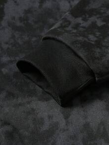 Manfinity Joysei Men's Drop Shoulder Hooded Long Sleeve Casual Sweatshirt, Autumn/Winter Chic Autumn Acid Wash Hoodie - Black - View 4