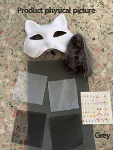 DIY 猫脸面具制作套件，带毛毡，手工制作的动物图案彩色装扮面具套装，适合万圣节服装、狂欢派对、角色扮演和节日（DIY 工艺套件、万圣节服装配饰）