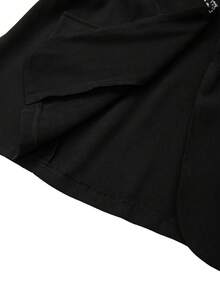 GlowEve CURVE Plus Size Women's Solid Color Rhinestone Collar Waist Fitted 3/4 Sleeve Blazer Jacket, Suitable For Business, Party, Wedding - Black - View 10