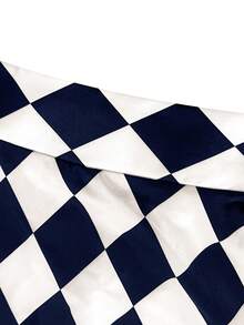 GlowEve CURVE 大码女式高腰优雅几何印花刺绣提花A字裙 - 藏蓝色 - 查看 3