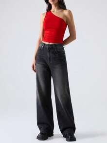 LYSMO Women's Y2K Solid Color Sleeveless Cropped Fitted Fashionable Camisole - Red - View 4