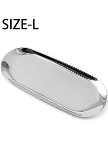 1pc Silver Luxurious Metal Storage Tray Shaped Jewelry Display Tray Home Decoration Serving Plate Craft For Table Organizer Oval (7in/8.7in/10.2in)