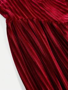 Girlism Teen Girls' Spaghetti Strap Backless Big Bow Tie Waist Flared Hem Party Cocktail Christmas Dress, Princess Gown - Red - View 3