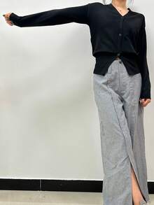 Chiquease Simple Yet Chic Soft Button-Front Cardigan Fall Winter Cloth For Women - Black - View 4